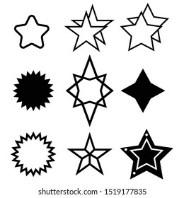 

Stars Sparkles sign symbol set.  christmas sparkle geometric symbols and sheriff star 