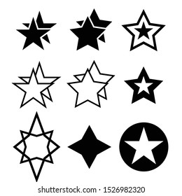 Stars Sparkles sign symbol set. Cute shape collection. christmas sparkle geometric symbols and sheriff star 