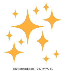 Stars Sparkles sign symbol set. Decoration twinkle sparkle element. Cute shape collection. Shining effect. Flat design. White background. Isolated.