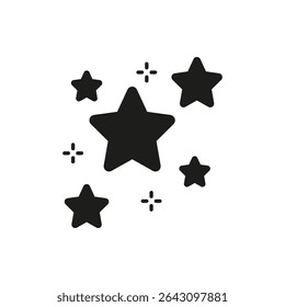 Stars And Sparkles Solid Icon. Celestial Illustration Representing Magic, Wonder, And Dreams Silhouette Symbol. Decorative And Mystical Themes. Isolated Vector Illustration.