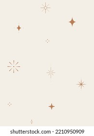 Stars Sparkling illustration on beige background.
Sparkling confetti burst background beige and brown. 
