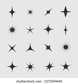 Stars and sparks. Firework icon set, Vector illustration