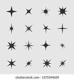 Stars and sparks. Flash icon set, Vector illustration