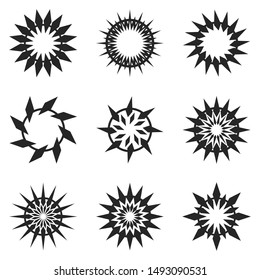 Stars and sparks icons. Decorative elements.