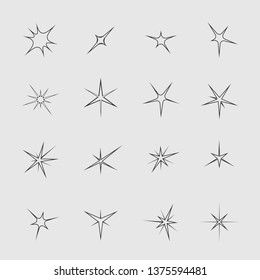 Stars and sparks. Magic glow glitter icon set, Vector illustration