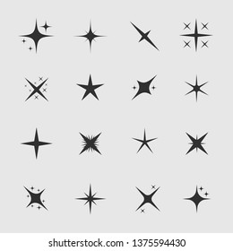 Stars and sparks. Magic star and sparks icon set, Vector illustration