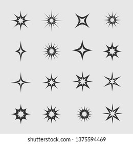 Stars and sparks. Magic star and sparks icon set, Vector illustration