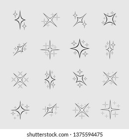 Stars and sparks. Magic star and sparks icon set, Vector illustration