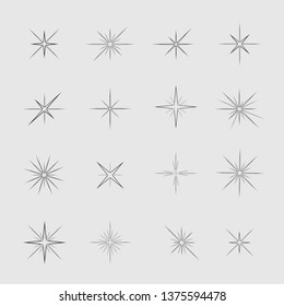 Stars and sparks. Magic star and sparks icon set, Vector illustration