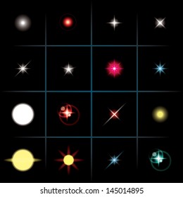 estrelas, faíscas. conjunto de vetores. eps10