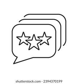 Stars With Speech Bubble Line Icon. Feedback, Rate Linear Pictogram. Customer Experience Outline Symbol. Online Service Review Sign. Editable Stroke. Isolated Vector Illustration.