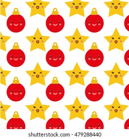 stars and spheres cartoons background. Merry Christmas decoration and season theme. Colorful design. Vector illustration