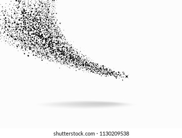 Stars, Spots and dots scatter falling black noise and grain distress textured on white space splashing and spray pointillism abstract background vector illustration