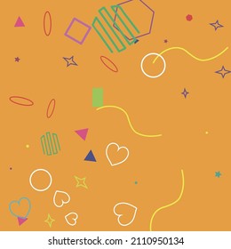 Fondo de Stars Square Red Wave Circle Green Pastel. Fondo de Hipster de Color Naranja Amarillo Oval Púrpura Brillante Polígono Zigzag Naranja. Rectángulo de anillo violento Diseño Geométrico Simple Corazón Azul Rosa.