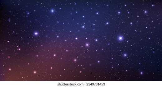 Stars And Stardust In Deep Universe. Bright Star In The Dark Space Background. Vector Illustration.