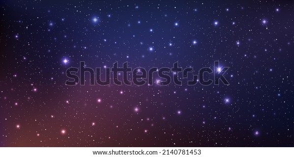 Stars and stardust in\
deep universe. Bright star in the dark space background. Vector\
illustration.
