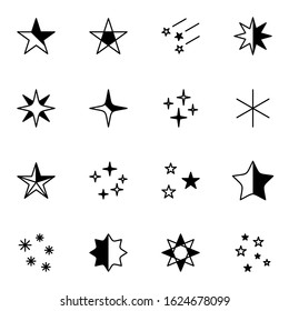 stars and starlight icon set. simple stars solid outline icon sign concept. vector illustration. 