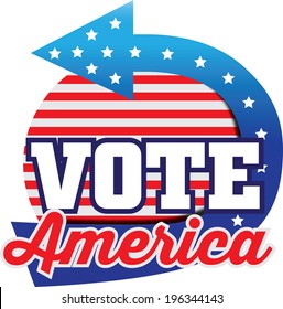 Stars and striped flag of usa flying with message to vote