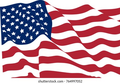 Stars striped waving flag USA no gradient