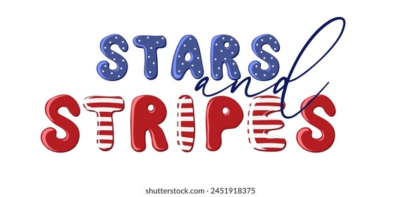 Stars and stripes. 4th of July, United States independence day. Design for poster, banner, flyer, greeting card. Vector illustration