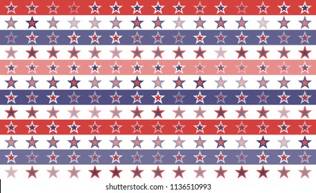Stars and Stripes Abstract Seamless Pattern as USA Flag. American President Day border, United States patriotic background for Celebration American Holiday 4 of July, Vector Illustration