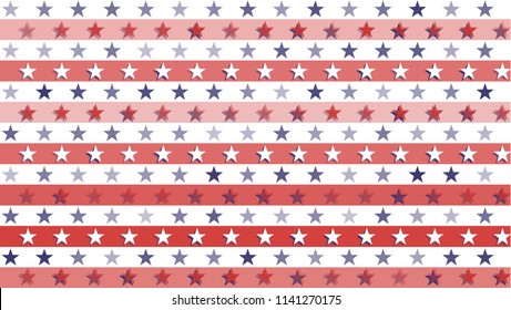 Stars and Stripes Abstract Seamless Pattern as USA Flag. American President Day border, United States patriotic background for Celebration American Holiday 4 of July, Vector Illustration