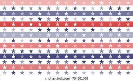 Stars and Stripes Abstract Seamless Pattern as USA Flag. American President Day border, United States patriotic background for Celebration American Holiday 4 of July, Vector Illustration