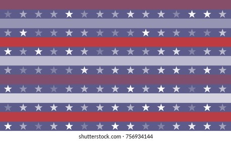 Stars and Stripes Abstract Seamless Pattern as USA Flag. American President Day border, United States patriotic background for Celebration American Holiday, Vector Illustration