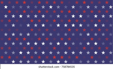 Stars and Stripes Abstract Seamless Pattern as USA Flag. American President Day border, United States patriotic background for Celebration American Holiday 4 of July, Vector Illustration