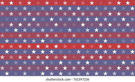 Stars and Stripes Abstract Seamless Pattern as USA Flag. American President Day border, United States patriotic background for Celebration American Holiday 4 of July, Vector Illustration