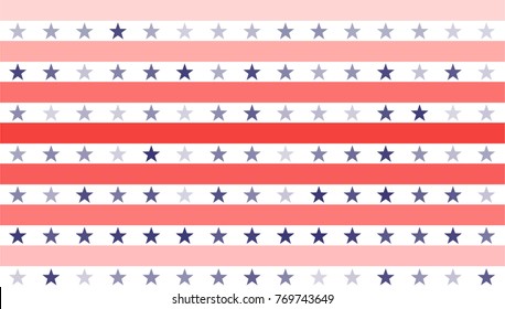Stars and Stripes Abstract Seamless Pattern as USA Flag. American President Day border, United States patriotic background for Celebration American Holiday 4 of July, Vector Illustration