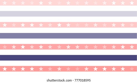 Stars and Stripes Abstract Seamless Pattern as USA Flag. American President Day border, United States patriotic background for Celebration American Holiday 4 of July, Vector Illustration