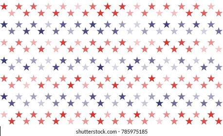 Stars and Stripes Abstract Seamless Pattern as USA Flag. American President Day border, United States patriotic background for Celebration American Holiday 4 of July, Vector Illustration