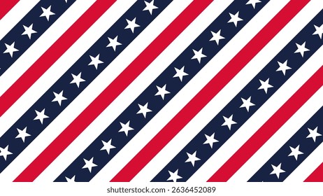 Stars and Stripes American Flag Background. USA celebration background with American flag decoration for the 4th of July, Independence Day, Presidents Day, and Labor Day. Vector illustration.