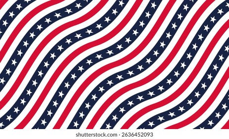 Stars and Stripes American Flag Background. USA celebration background with American flag decoration for the 4th of July, Independence Day, Presidents Day, and Labor Day. Vector illustration.