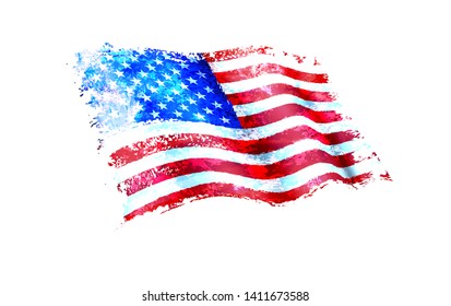 Stars & Stripes American Flag Painting - American Flag Painting as a layered vector file 