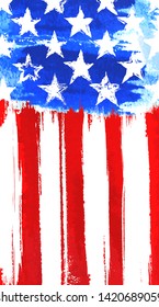 Stars & Stripes American Vertical Poster, Painting Effect