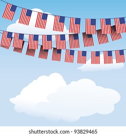 Stars and Stripes bunting on cloud background with space for your text. EPS10 vector format