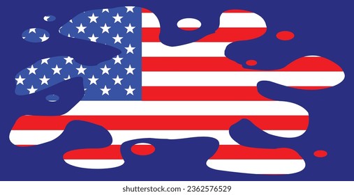 The Stars and Stripes flag set below an ink stain splatter