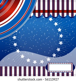Stars And Stripes - Fourth of July vector ribbon background.  Put your photos in the center of the circle and you will get an excellent greeting or holiday page in your photo album.