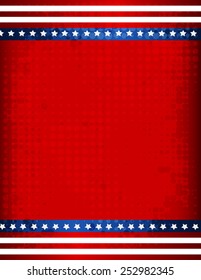 Stars And Stripes Grunge Halftone USA 4th Of July Background / Border