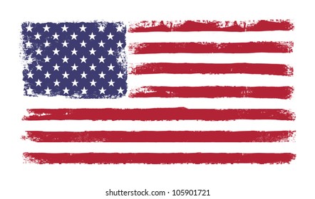 Stars and stripes. Grunge version of American flag with 50 stars and "old glory" original colors. Vector, EPS 10.