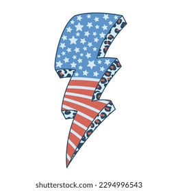 Stars and Stripes lightning bolt design with leopard. Design for celebrating 4th of july Independence Day of USA