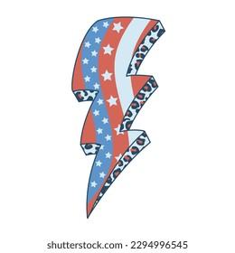 Diseño de rayas y rayas para relámpagos con leopardo. Diseño para celebrar el 4 de julio Día de la Independencia de Estados Unidos