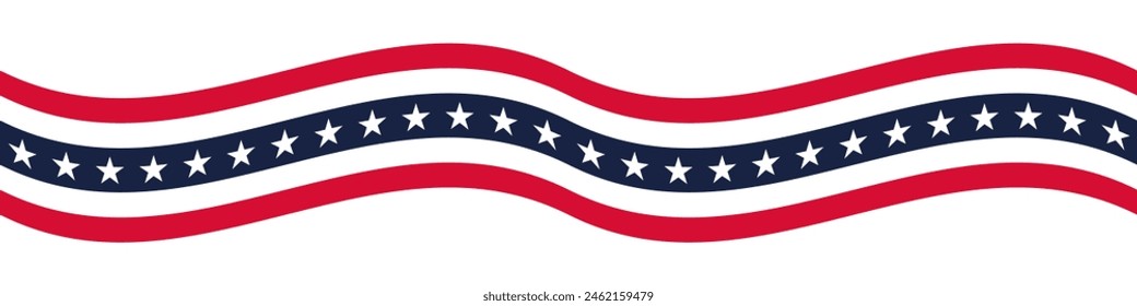 Stars and stripes Ribbon American Flag Background. USA Celebration banner background with Flag of America Decoration for 4th of July Independence Day, Presidents Day, Labor Day. Vector Illustration.