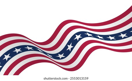 Stars and stripes Ribbon of American Flag Background.