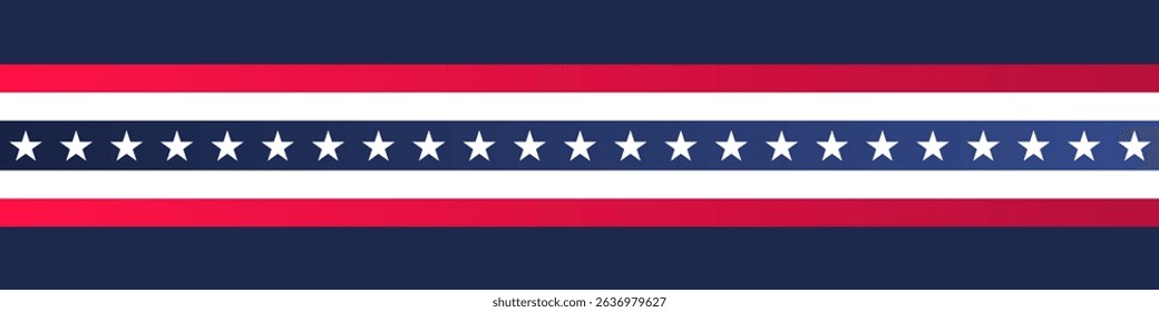Stars and stripes Ribbon American Flag Background. USA Celebration banner background with Flag of America Decoration for 4th of July Independence Day, Presidents Day, Labor Day. Vector Illustration.