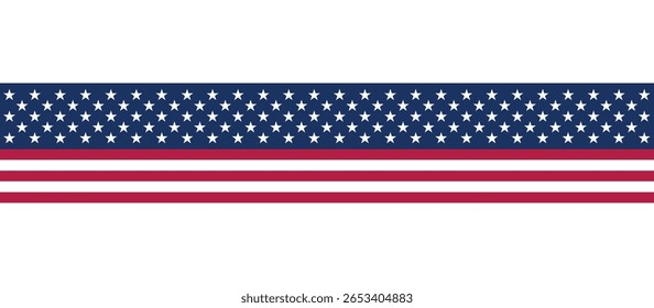 Estrelas e listras Ribbon Bandeira Americana Fundo. Fundo da bandeira da celebração dos EUA com a decoração da bandeira da América para 4 de julho do Dia da Independência, Dia dos Presidentes, Dia do Trabalho. Ilustração de vetor.