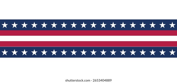 Estrelas e listras Ribbon Bandeira Americana Fundo. Fundo da bandeira da celebração dos EUA com a decoração da bandeira da América para 4 de julho do Dia da Independência, Dia dos Presidentes, Dia do Trabalho. Ilustração de vetor.