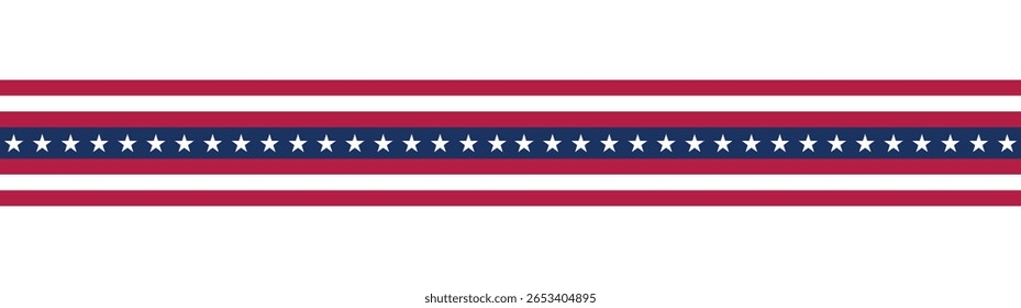 Estrelas e listras Ribbon Bandeira Americana Fundo. Fundo da bandeira da celebração dos EUA com a decoração da bandeira da América para 4 de julho do Dia da Independência, Dia dos Presidentes, Dia do Trabalho. Ilustração de vetor.